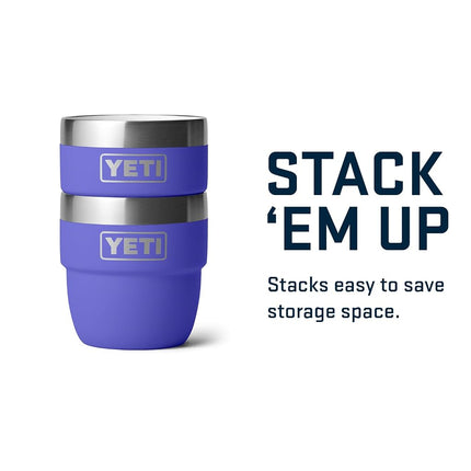 YETI Rambler 4 oz Stackable Cup, Stainless Steel, Vacuum Insulated Espresso/Coffee Cup, 2 Pack, Ultramarine Violet