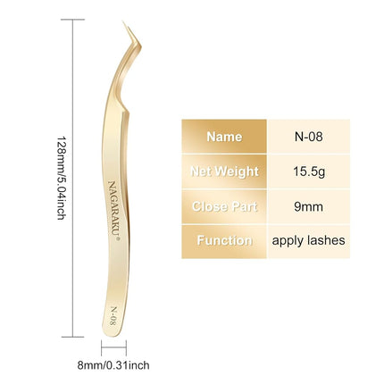 NAGARAKU Eyelash Extensions Tweezers for make Fans Curved Individual Mega Volume Lashes Precision Stainless Steel Professional Precision Tweezers Lash Tweezers For Eyelash Extensions (N-08)