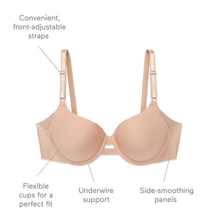 Warner's Women's Blissful Benefits Underarm-Smoothing Comfort Underwire Lightly Lined T-Shirt Bra Ra3561w, Stone, 40D