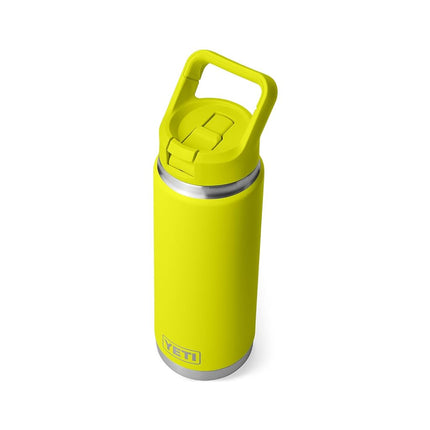 YETI Rambler 26 oz Bottle, Vacuum Insulated, Stainless Steel with Color Matching Straw Cap, Firefly Yellow