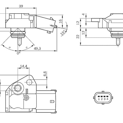 Bosch 0261230110 Pressure and Temperature Sensor, Fuel