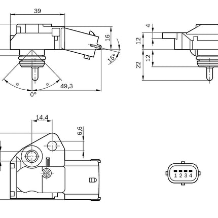 Bosch 0261230110 Pressure and Temperature Sensor, Fuel