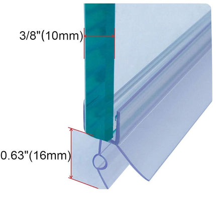 Cozylkx Frameless Shower Door Bottom Seal with Drip Rail for 3/8"(10mm) Glass, Length 27.5"/0.7m, Glass Door Sweep Stop Shower Leaking