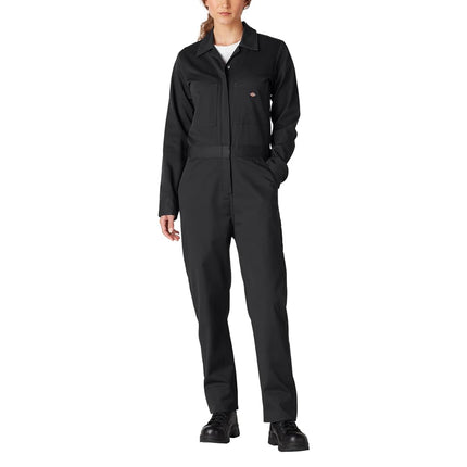 Dickies Women's Long Sleeve Cotton Twill Coverall, Black, Medium