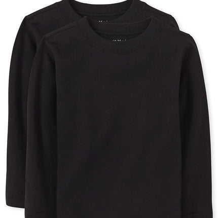 The Children's Place baby boys And Toddler Long Sleeve Basic Layering T-shirt Shirt, Black 2 Pack, 18-24 Months US