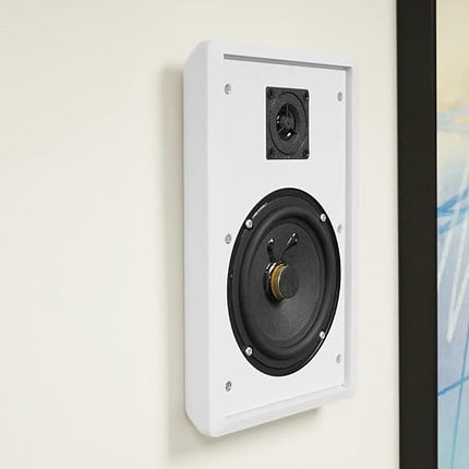 4 Altavoces delgados Rockville RockSlim blancos de 5,25" y 240W para cine en casa con montaje fácil en pared