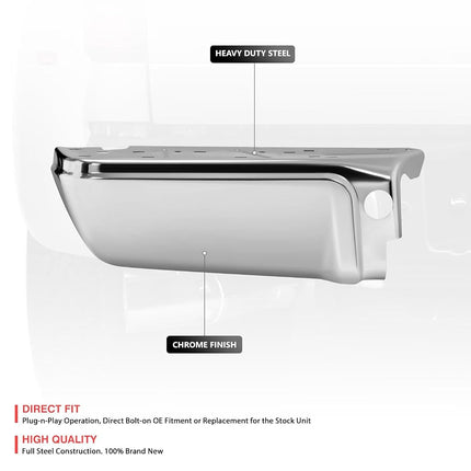 DNA MOTORING Pair of Rear Bumper Ends Compatible With Ford F250 / F350 / F450 SD 2008-2016, Without Park Assist, FO1104122, Chrome, BUMP-R-F45008-C-01-CH-L