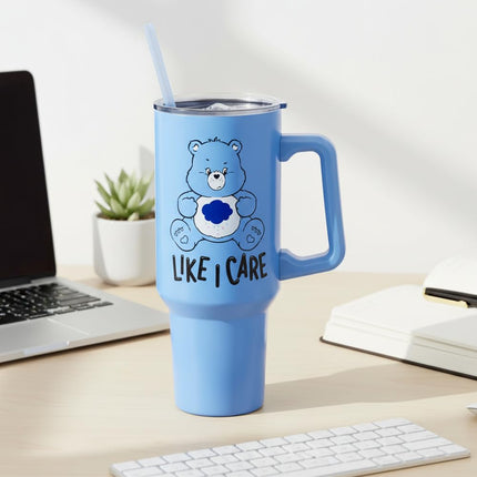 Silver Buffalo Care Bears Grumpy Like Care Stainless Steel Tumbler with handle, 40 Ounces