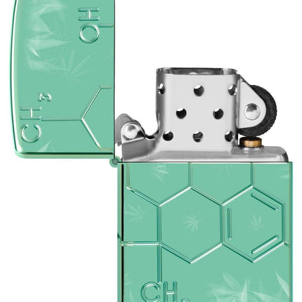 Zippo Cannabis Compound Design Armor High Polish Green Pocket Lighter