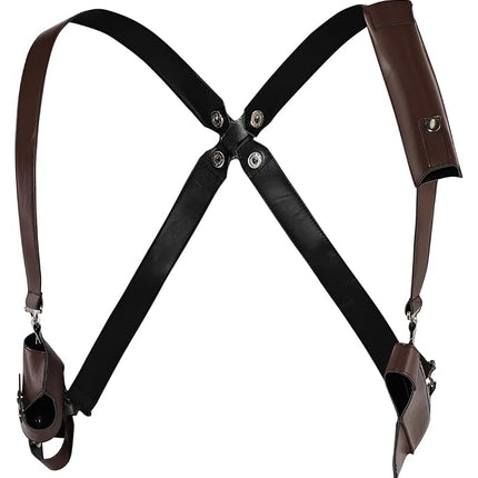 IOONCHI Leon S Cosplay Costume Belt Back Braces Set Kennedy Leg Holster Accessories Mens Halloween Outfits Props, Black, Large