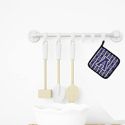Caroline's Treasures Letter a football Purple & White Pair of Pot Holders, 7.5HX7.5W, Multicolor