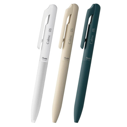 Pentel AMZ-BXA105ST2 Oil Based Ballpoint Pen, Calme Calm, 0.5mm, White, Beige, Turquoise, 3 Pens