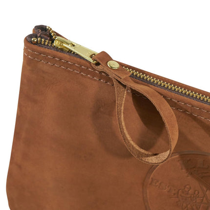 Klein Tools 5139L Zipper Bag, Top-Grain Leather Tool Pouch with Strong Zipper Close, 12-1/2-Inch, Brown