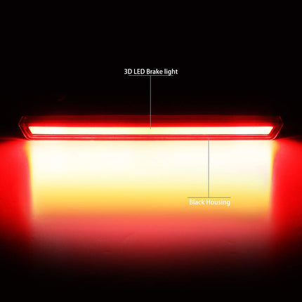 DNA Motoring 3BL-GMCD15-3D-LED-BK 3D LED Bar Tube 3rd Third Tail Brake Light