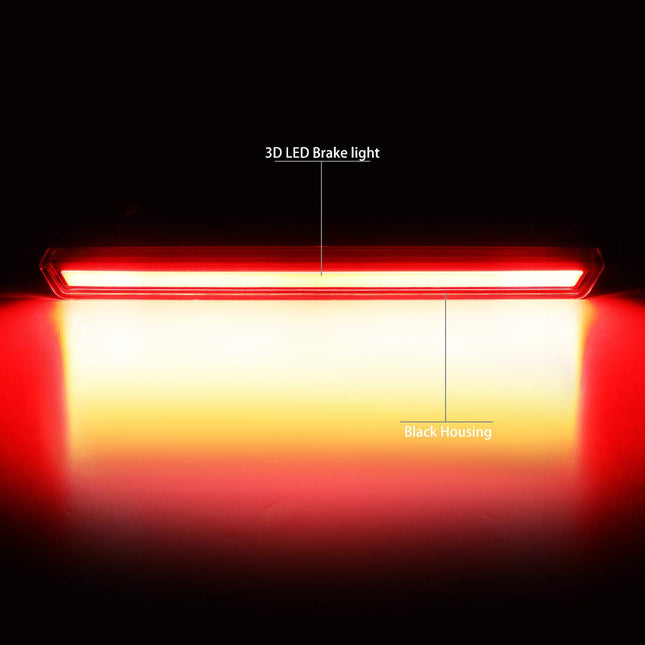 DNA Motoring 3BL-GMCD15-3D-LED-BK 3D LED Bar Tube 3rd Third Tail Brake Light