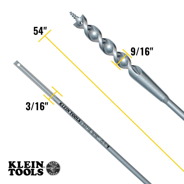 Klein Tools 53718 9/16-Inch By 54-Inch Flex Bit Auger With Screw Point