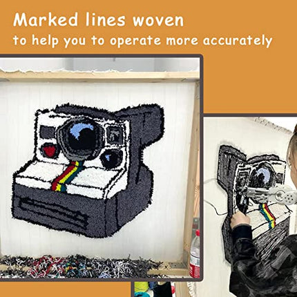 118" x 83" Upgraded Overlocking Tufting Cloth With Marked Lines - Large Monk's Cloth for Tufting Gun & Punch Needle Fabric