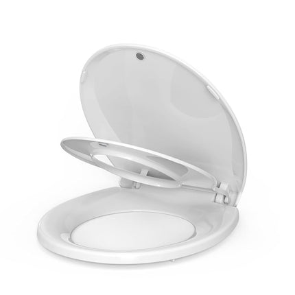 Toilet Seat with Toddler Seat, Round Toilet Seat for Kids and Adults, PP Child Training Toilet Lid, White, Slow Close, Easy Clean, Toddler Toilet Seat for Kids Potty Training