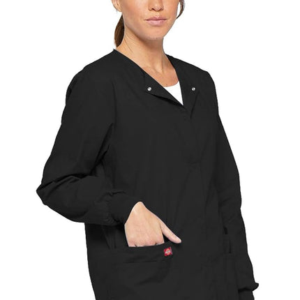 Dickies EDS Signature Scrubs for Women, Snap Front Scrub Jacket in Soft Brushed Poplin 86306, Black, 5XL Plus
