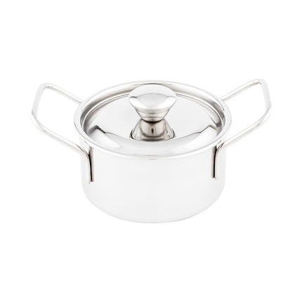 Restaurantware-9 Ounce Small Casserole Dish with Lid, 1 Break-Resistant Individual Casserole Dish - Built-in Handles, Durable, Stainless Steel Casserole Soup Pot, Cook and Serve Individual Portions,