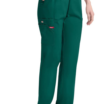 Dickies EDS Signature Scrubs for Women, Elastic Waist Pull-On Cargo Pants for Women in Soft Brushed Poplin 86106, Hunter, XL Petite