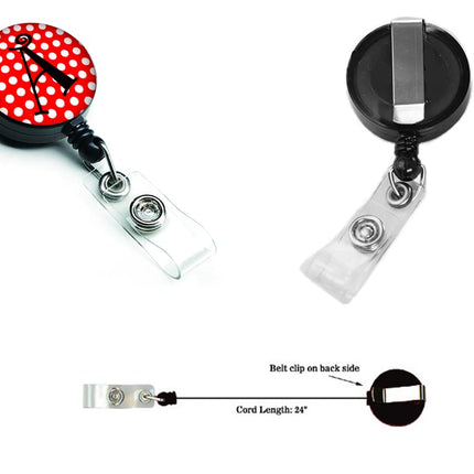 Caroline's Treasures Letter A Monogram, Red & Black Polka Dots Retractable Badge Reel, Multicolor (CJ1012-ABR)