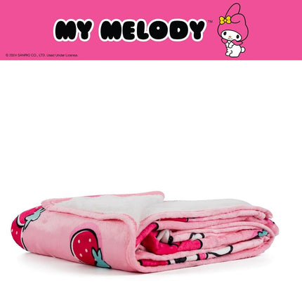 Franco Collectibles My Melody Strawberry Bedding Super Soft Cozy Blanket, 62 in x 90 in, (Officially Licensed Product)