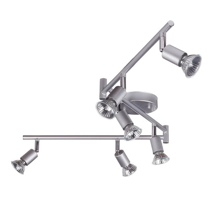 Globe Electric 59351 6-Light Foldable Track Lighting, Matte Silver, Foldable Track Lighting, 6 Bulb Kitchen Light, Track Light Heads, Track Lighting Kit, Ceiling Light Fixture, Track Ceiling Light