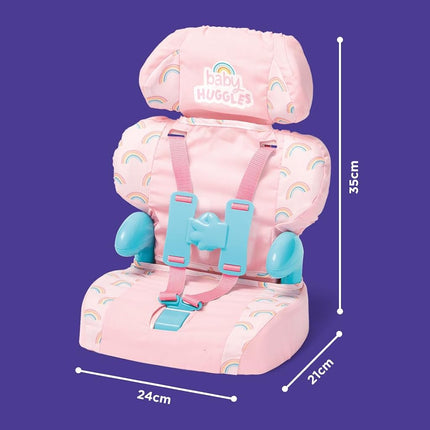 Casdon Baby Huggles Toys. Pink Booster Seat. Car Seat for Dolls with Adjustable Headrest and Buckles. Fits Dolls Sizes Up to 35cm. Suitable for Preschool Toys. Playset for Children Aged 3+