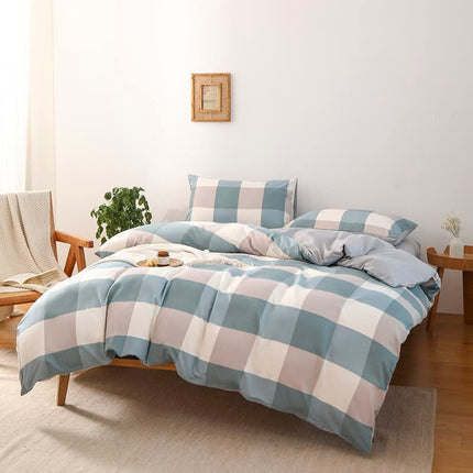 NSNLGSGC Buffalo Plaid Duvet Cover Set Greyish Blue Twin Bedding Set Simple Square Geometric Pattern Plaid Bedding Set Microfiber Duvet Cover Set Modern and