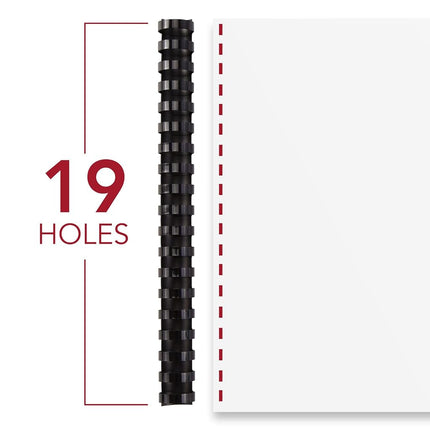 Mead CombBind Binding Spines/Spirals/Coils/Combs, 1", 200 Sheet Capacity, Black, 125 Pack (4000137)