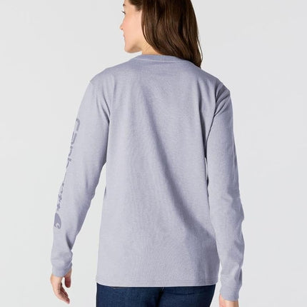 Carhartt Women's Loose Fit Heavyweight Long-Sleeve Logo Sleeve Graphic T-Shirt, Mica, S