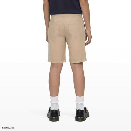 IZOD Women's Juniors Uniform Skinny Bermuda Stretch Twill Short, Khaki, 15