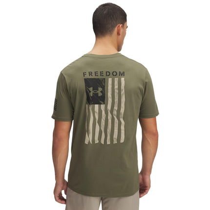 Under Armour Mens Freedom Flag Short Sleeve T Shirt, (390) Marine Od Green / / Desert Sand, Medium