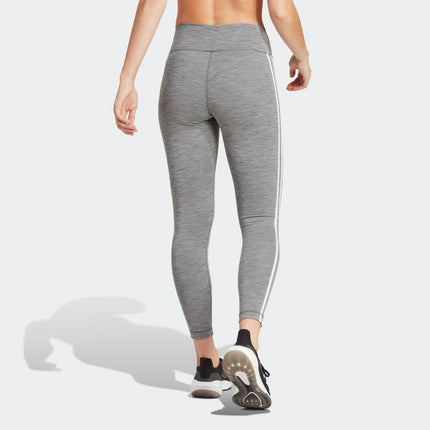 adidas Women's Training Essentials 3-Streifen Hohe Taille 7/8 Tights Leggings, Dark Grey Mottled, XXS