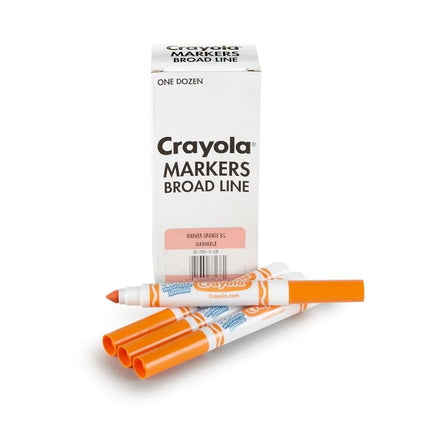 Crayola Orange Washable Markers, Broad Line Markers, 12 Count