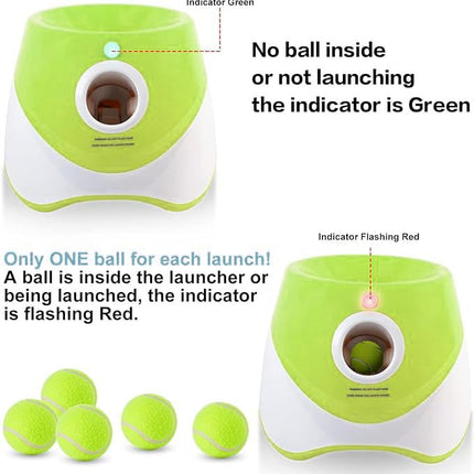 MEKAPLE Automatic Dog Ball Launcher, Dog Ball Thrower Machine with 10-30Ft 3 Launching Distance, Interactive Toys for Small Dogs Indoor & Outdoor, 15 Mini Tennis Balls Light Green