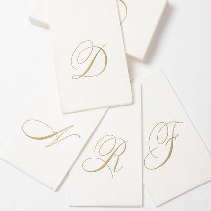 Caspari White Pearl Paper Linen Guest Towels, Monogram Initial B, Pack of 24