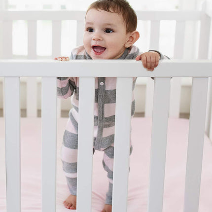 Burt's Bees Baby Boys pelele enterizo, algodón 100% orgánico, mono de una pieza y patucos para niños pequeños, rayas de rugby Blossom, 6-9 meses EE. UU.