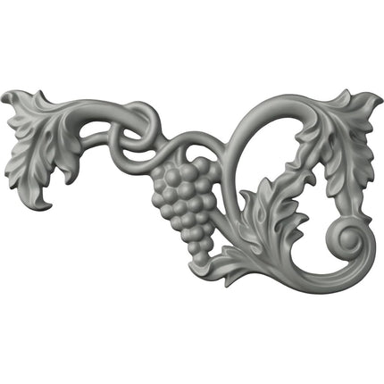 Ekena Millwork ONL12X06X01GR-L 12 5/8" W x 6 3/4" H x 1" P Large Grape and Leaf Onlay, Left, Primed