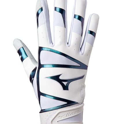 Mizuno F-257 Women's Softball Batting Glove, White-Iridescent, Large