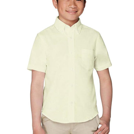French Toast Boys' Little Short Sleeve Oxford Dress Shirt (Standard & Husky), Yellow, 7