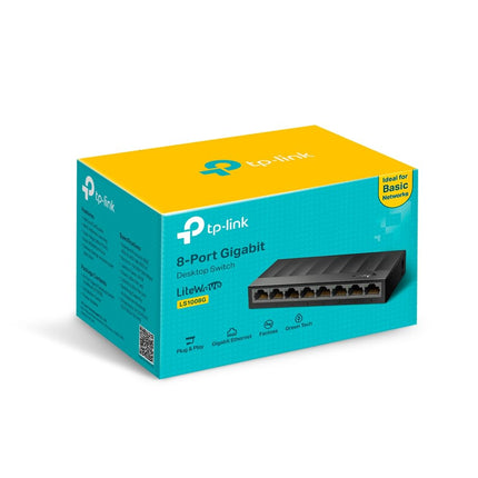 Commutateur Ethernet Gigabit TP-Link Litewave 8 ports | Répartiteur Ethernet de bureau | Boîtier en plastique | Commutateur réseau non blindé | Plug & Play | Silencieux sans ventilateur | Non géré (LS1008G)