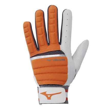 Mizuno Men's B-130 Adult Baseball Batting Glove, Orange/Charcoal, X-Large