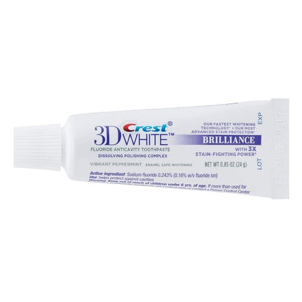 Dentifrice Crest 3D White Brilliance, Menthe Poivrée Éclatante, Format Voyage, 24 g (0,85 oz) - Lot de 12