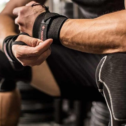 Harbinger Pro 20-Inch WristWraps with Thumb Loop for Weightlifting (pair), Black