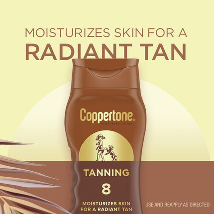 Coppertone Tanning Sunscreen Lotion, SPF 8 Broad Spectrum Sunscreen, 8 Fl Oz, Pack of 2