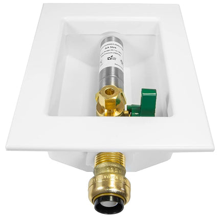 Boîte de dérivation EFIELD Push-fit pour machine à glaçons, raccord Push-Fit 1/2 pouce avec amortisseur de coup de bélier en acier inoxydable, vanne à boisseau sphérique 1/4 de tour installée (IM015)