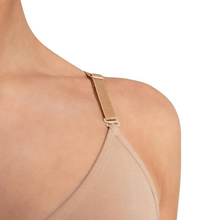 Capezio Seamless Clear Back Bras For Women, Dance & Sports Bras Women, Wear Under Leotards, Double-Layered Support Bra Detachable Clear Back Strap & Adjustable Shoulder Straps - Nude, XS (Extra Small)