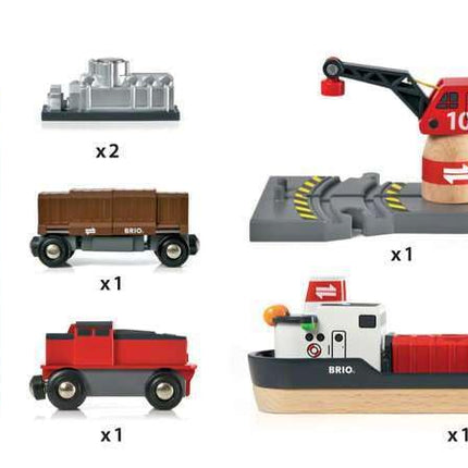 BRIO World Railway Harbour Cargo Set for Kids Age 3 Years Up - Wooden Train Set Accessories and Add Ons